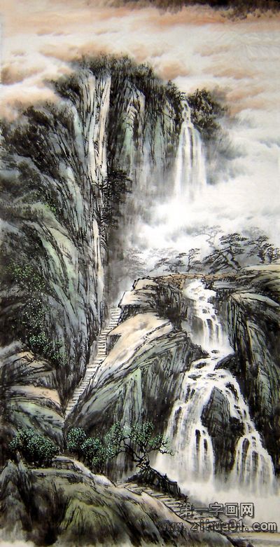 工筆畫山水作品