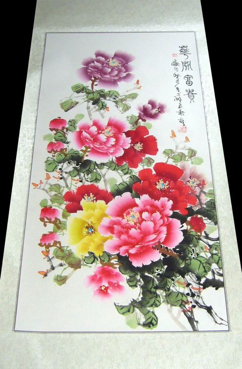 豎幅牡丹國畫