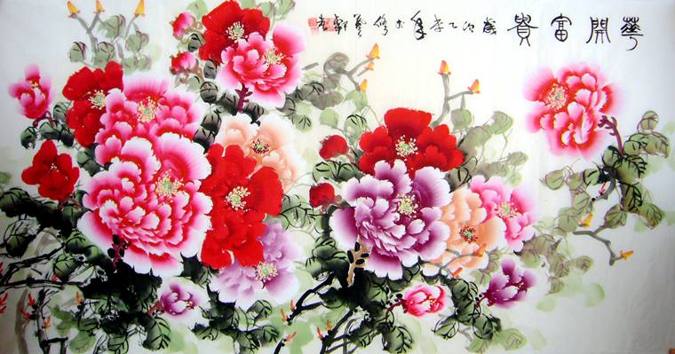 四尺橫幅牡丹圖