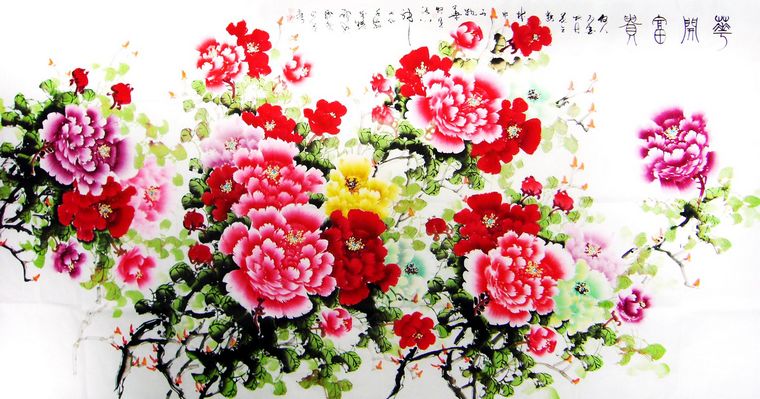 八尺國畫富貴牡丹