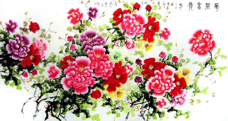 八尺富貴牡丹圖