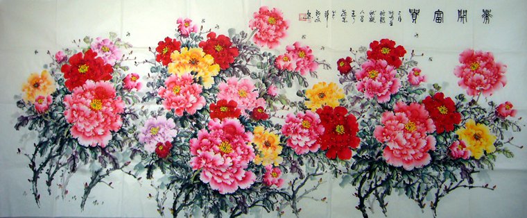 小八尺精品牡丹畫
