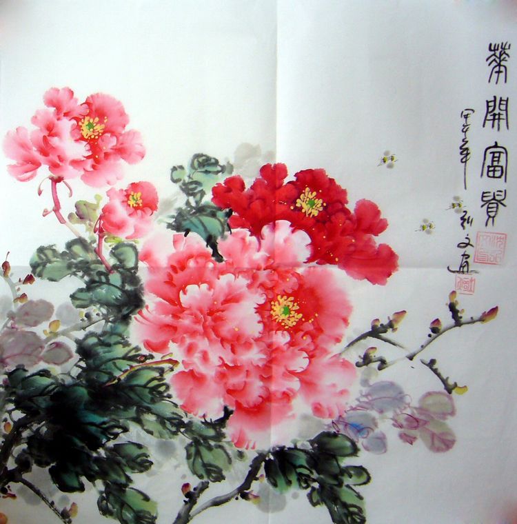 三尺斗方寫意牡丹