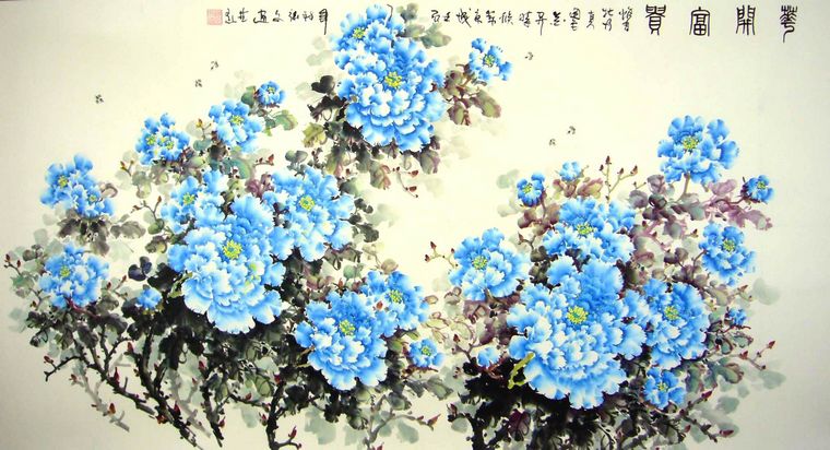 六尺寫意牡丹畫