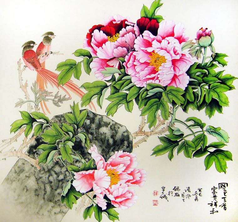工筆畫鳥語花香