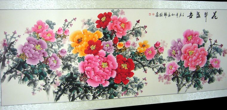 小六尺國(guó)畫牡丹