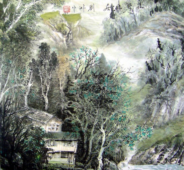 斗方山水國畫