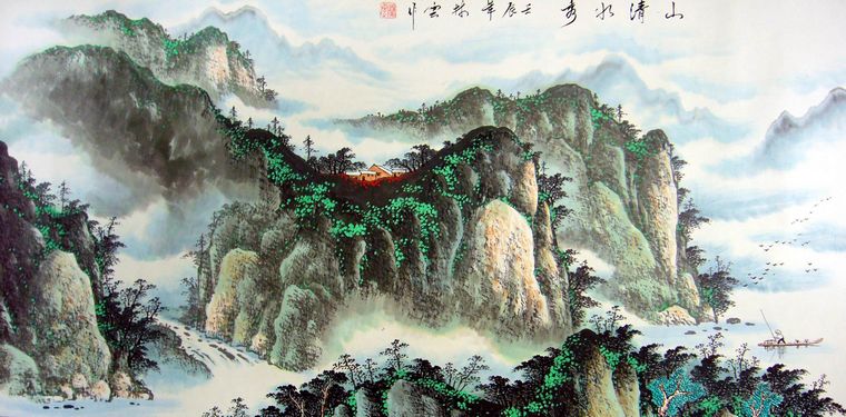 家中掛山水畫