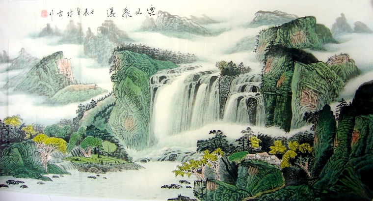 四尺橫幅國畫山水畫作品
