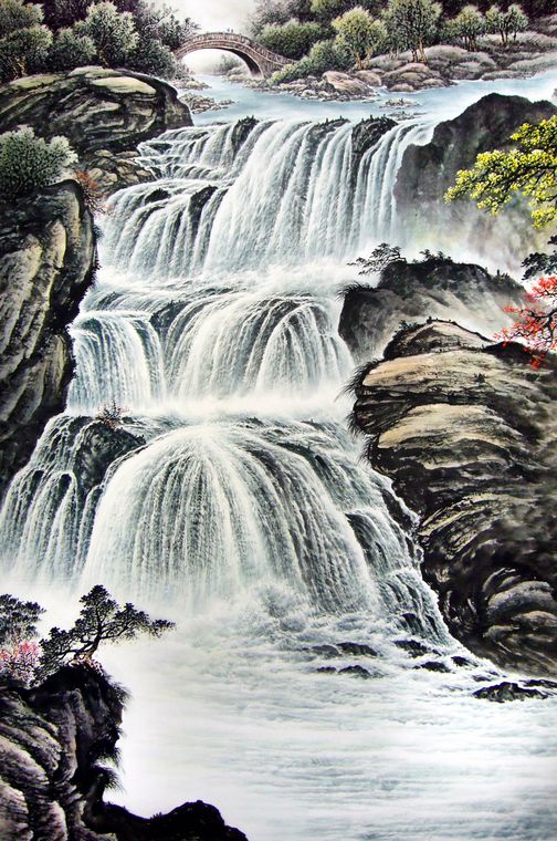 六尺豎幅山水畫