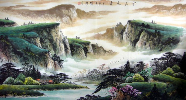 六尺橫幅山水畫(huà)
