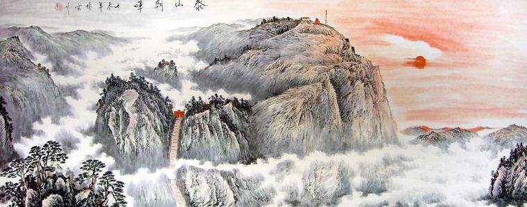 小六尺橫幅山水