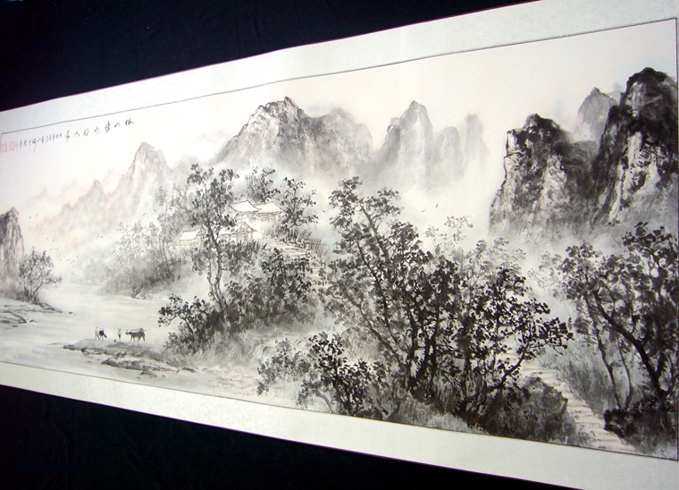 小六尺水墨山水畫