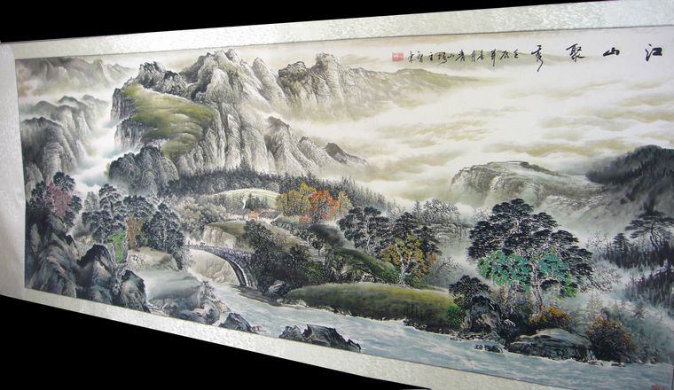 八尺精品山水國畫