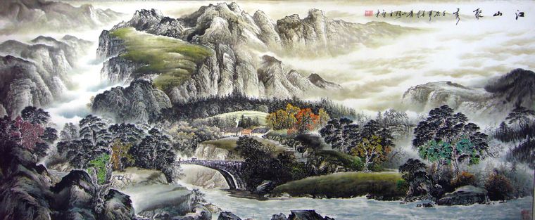 八尺精品山水國畫