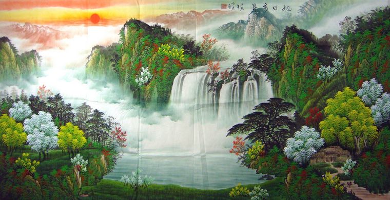 大瀑布山水畫
