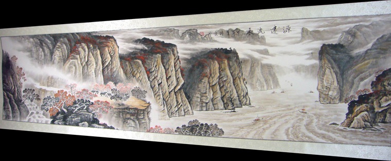 八尺對(duì)開(kāi)山水畫(huà)