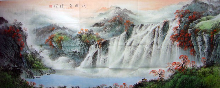 小八尺山水風景國畫