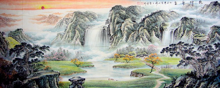 八尺國(guó)畫山水精品