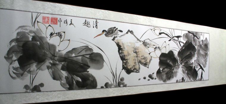 水墨荷花掛畫