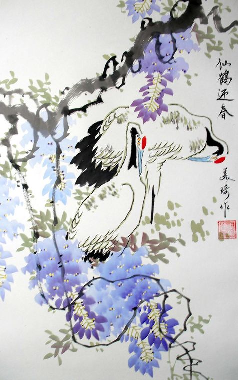 花鳥仙鶴圖