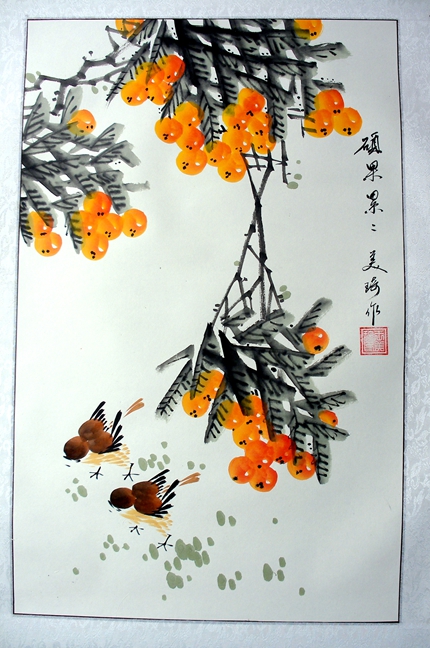 豎幅花鳥作品