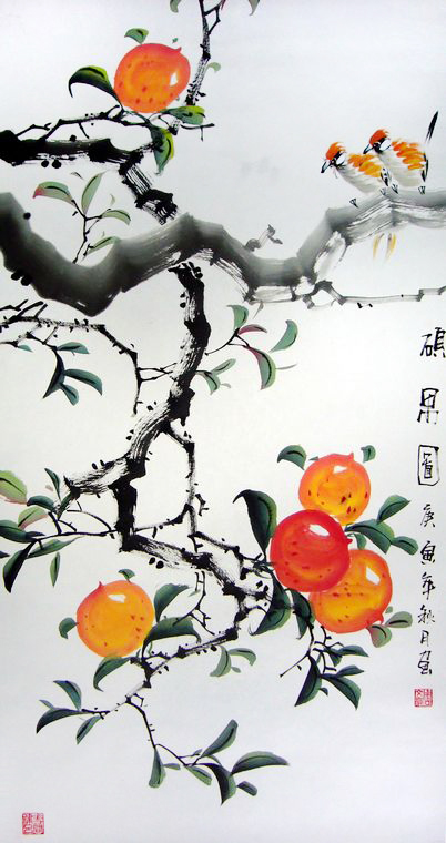 花鳥畫碩果圖