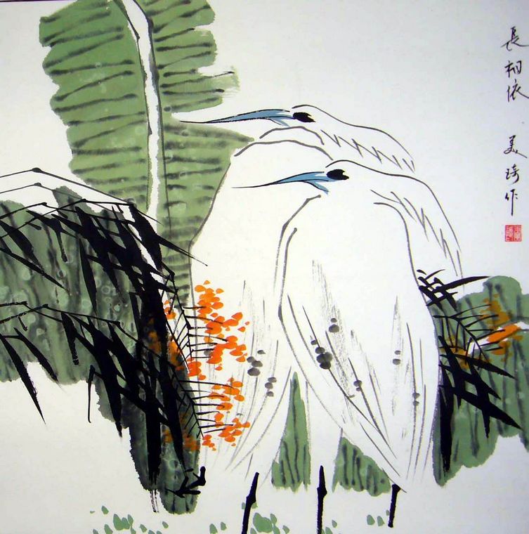 玄關花鳥作品