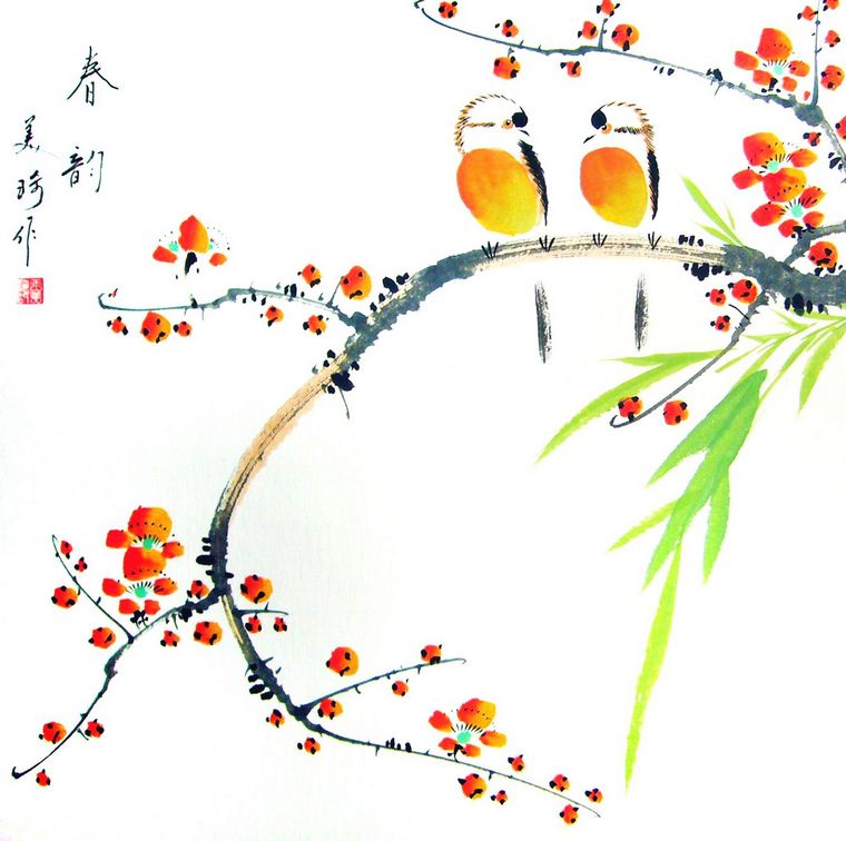 走廊花鳥畫