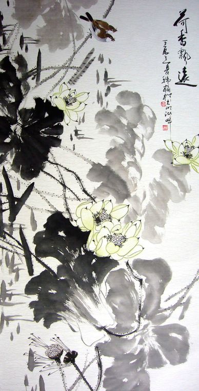 水墨荷花國畫