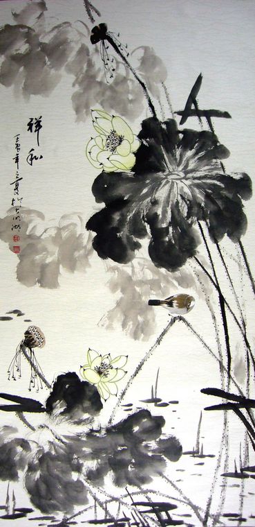 水墨荷花圖