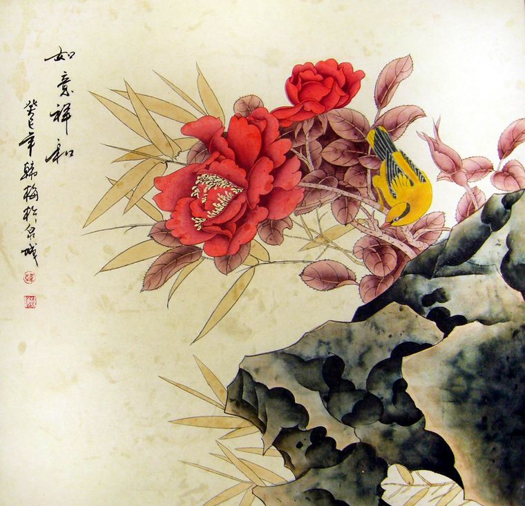 工筆花鳥畫作品