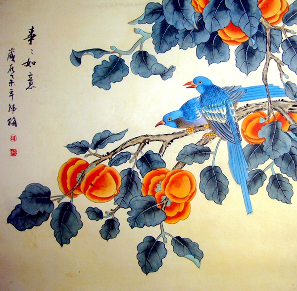 寫意畫柿子