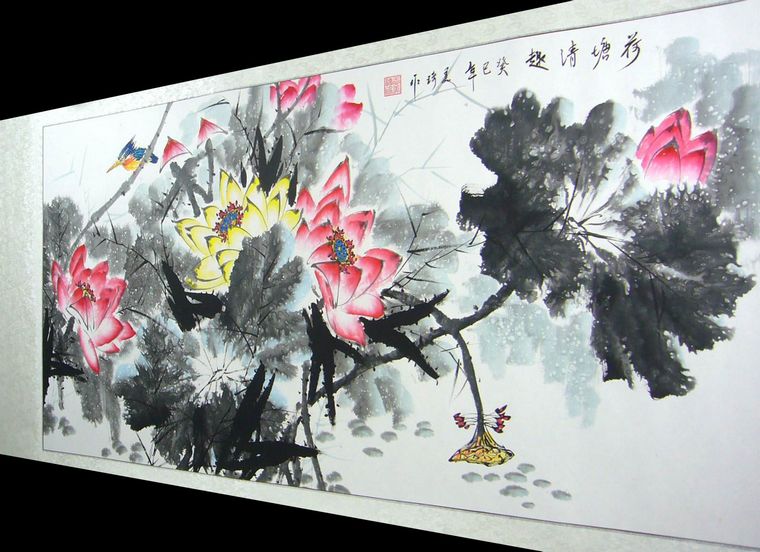 水墨荷花國(guó)畫