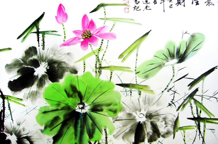 四尺寫(xiě)意畫(huà)荷花