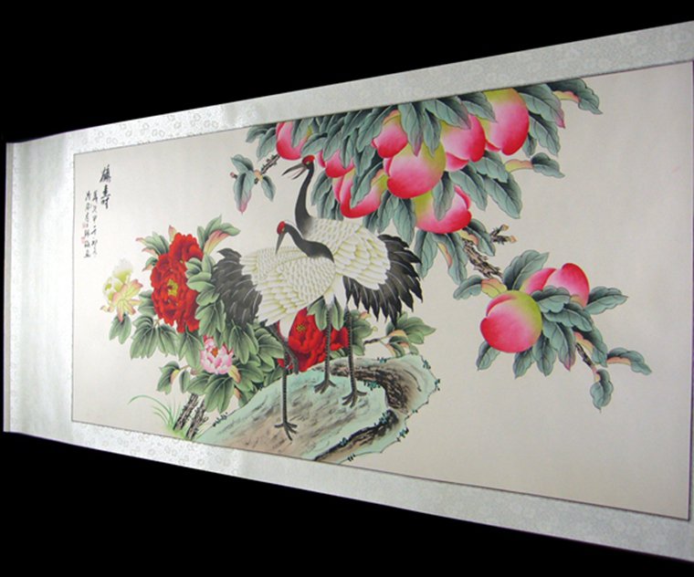 工筆畫鶴壽圖