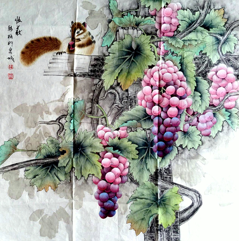 工筆畫精品葡萄