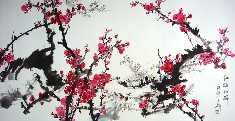 紅梅國畫作品