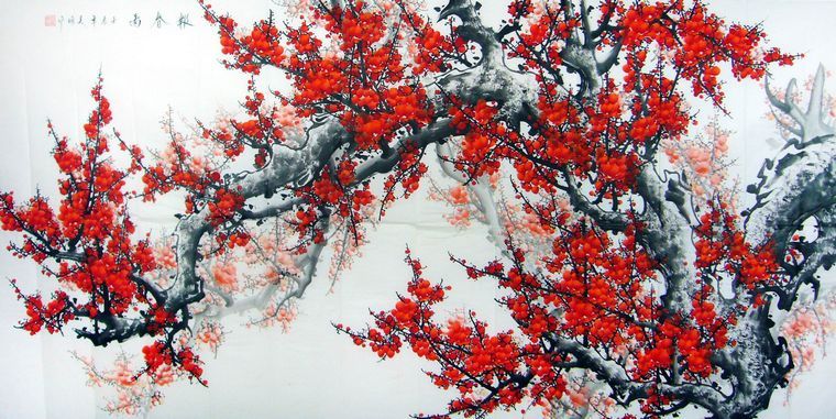八尺紅梅報(bào)春圖