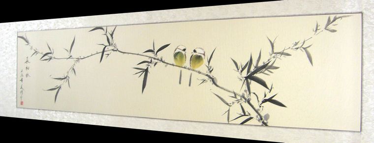 四尺對開花鳥畫