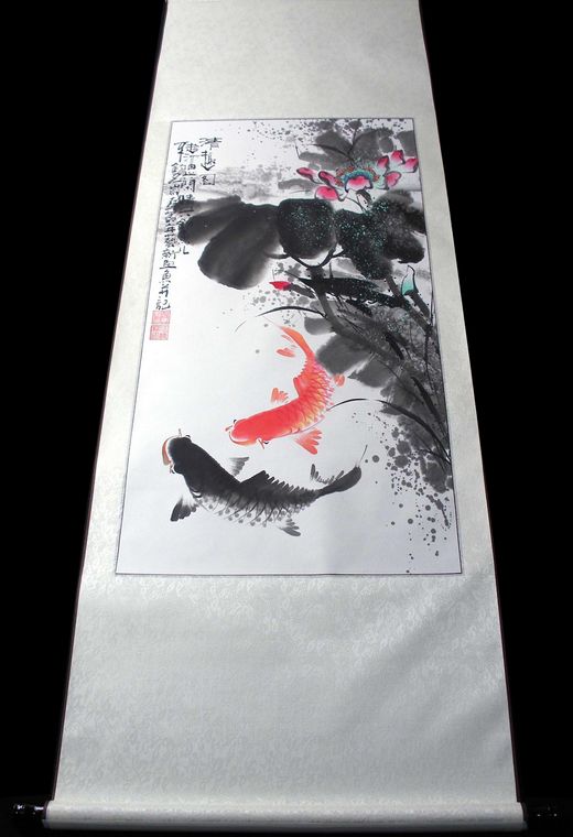水墨荷花魚