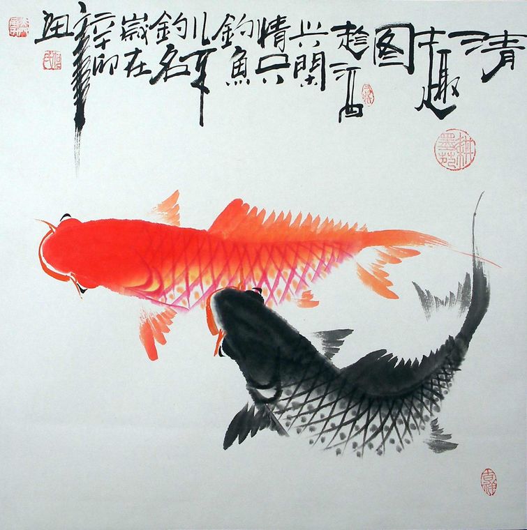 三尺斗方鯉魚圖