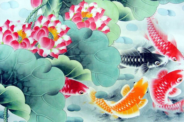 九魚圖風水畫