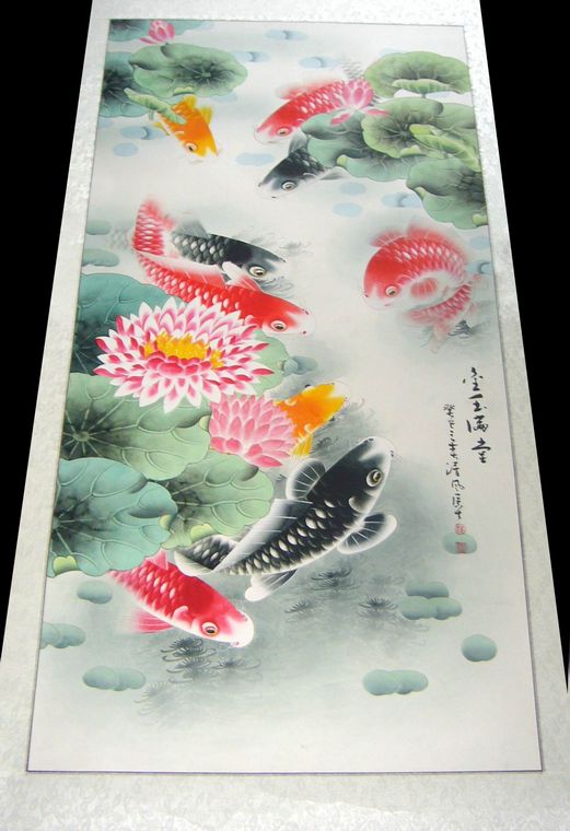 工筆畫九魚圖