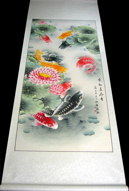 工筆畫九魚圖
