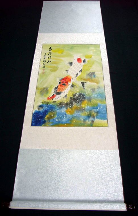國畫魚躍龍門