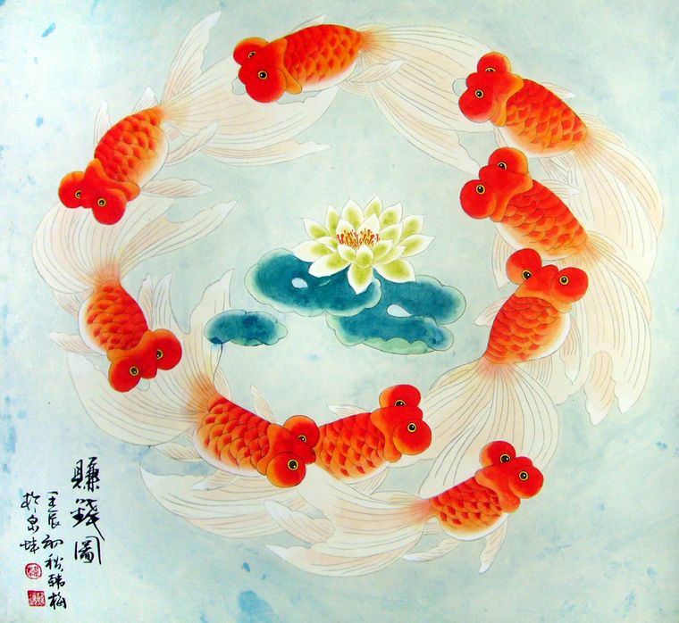工筆畫金魚
