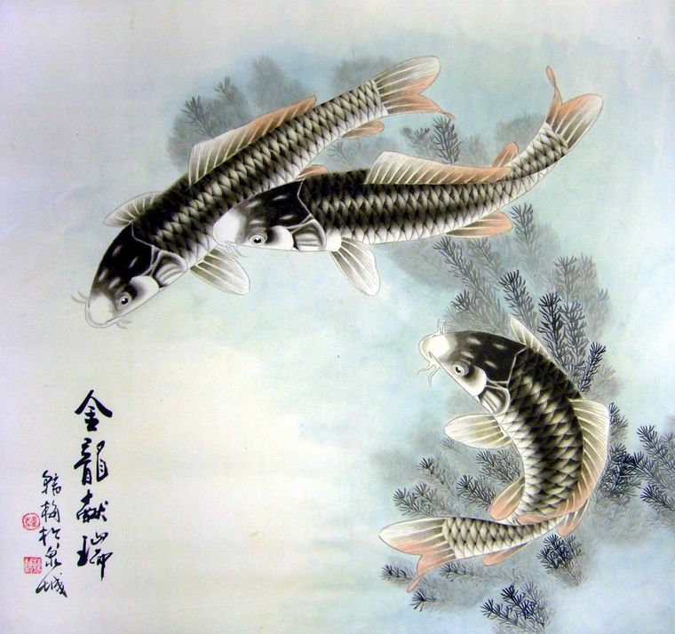 工筆畫金龍獻瑞