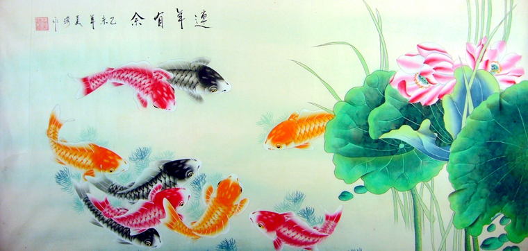 四尺工筆九魚