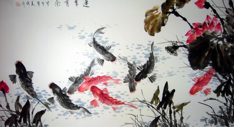 六尺國(guó)畫(huà)連年有余
